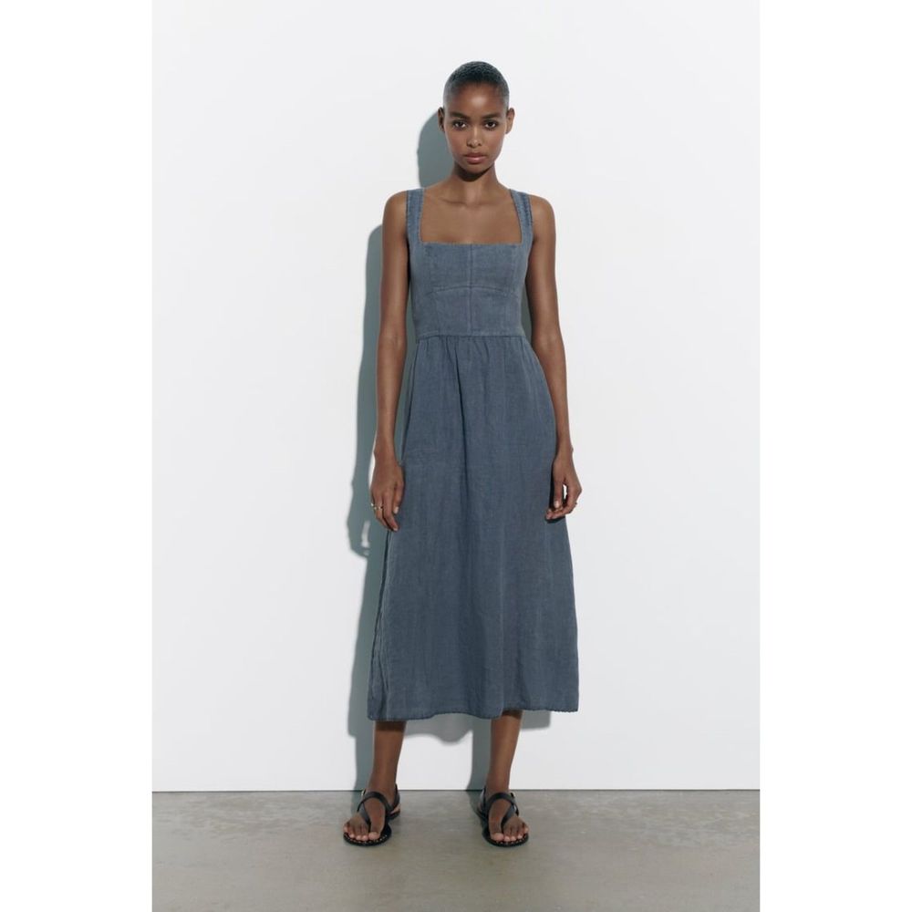 zara LINEN MIDI DRESS lg